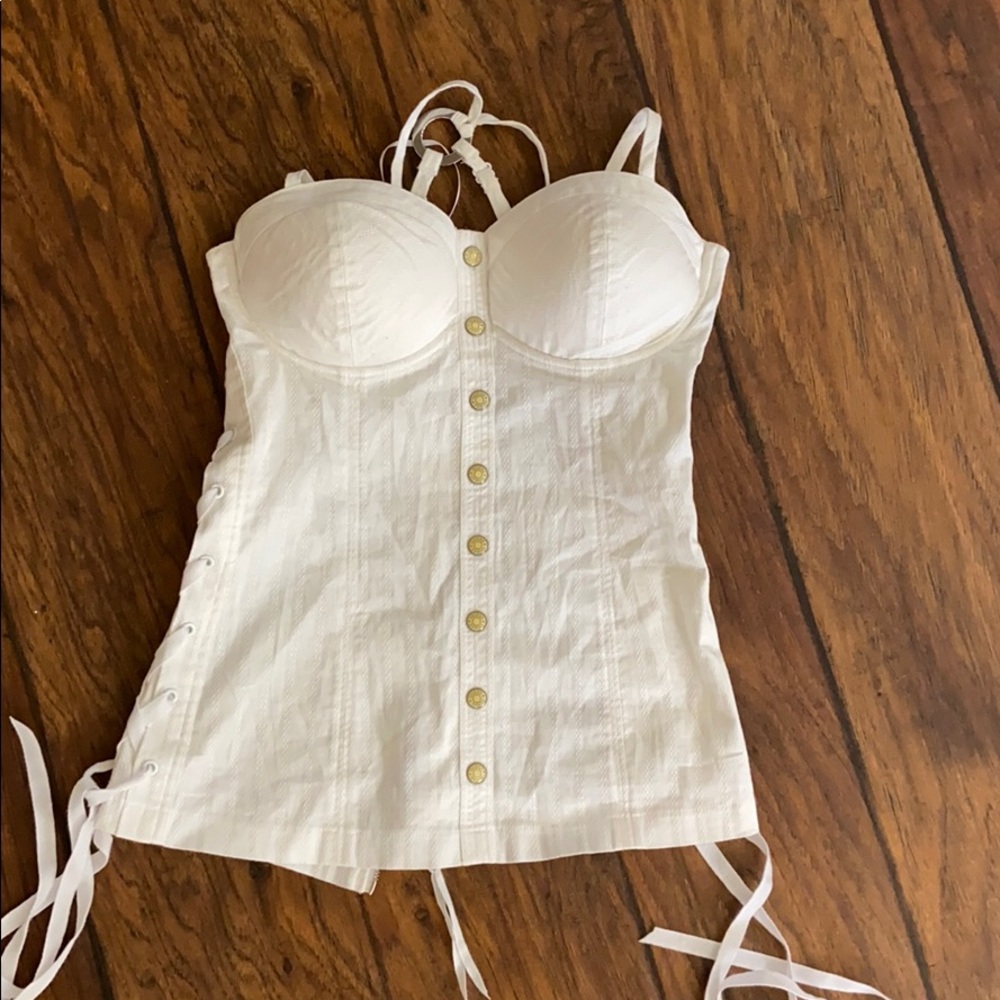 White corset style top made by Guess